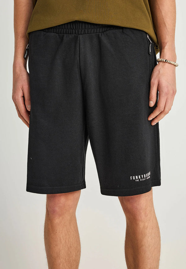 Funky Buddha Wide leg fit αθλητική βερμούδα Μαυρη