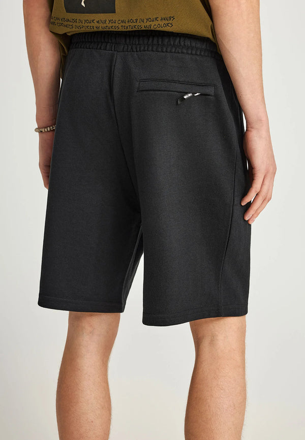 Funky Buddha Wide leg fit αθλητική βερμούδα Μαυρη