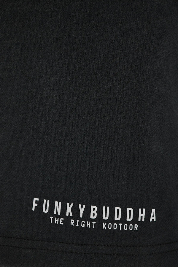 Funky Buddha Wide leg fit αθλητική βερμούδα Μαυρη