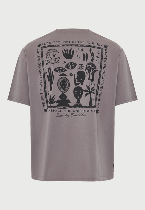 T SHIRT FUNKY BUDDHA ΜΕ ΤΥΠΩΜΑ ΣΤΗ ΠΛΑΤΗ GREY