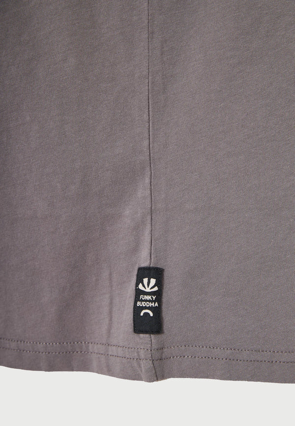 T SHIRT FUNKY BUDDHA ΜΕ ΤΥΠΩΜΑ ΣΤΗ ΠΛΑΤΗ GREY