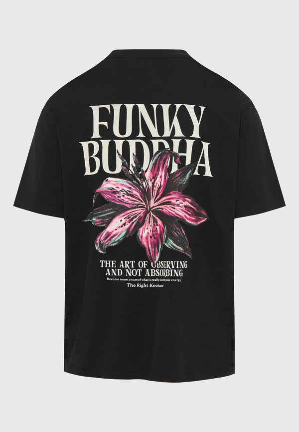 Ανδρικό βαβακερό t-shirt Funky Buddha με τύπωμα στην πλάτη Black