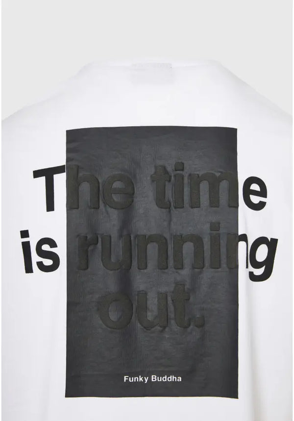 T-SHIRT FUNKY BUDDHA ΜΕ EMBOSSED ΤΥΠΩΜΑ ΣΤΗ ΠΛΑΤΗ ΛΕΥΚΟ
