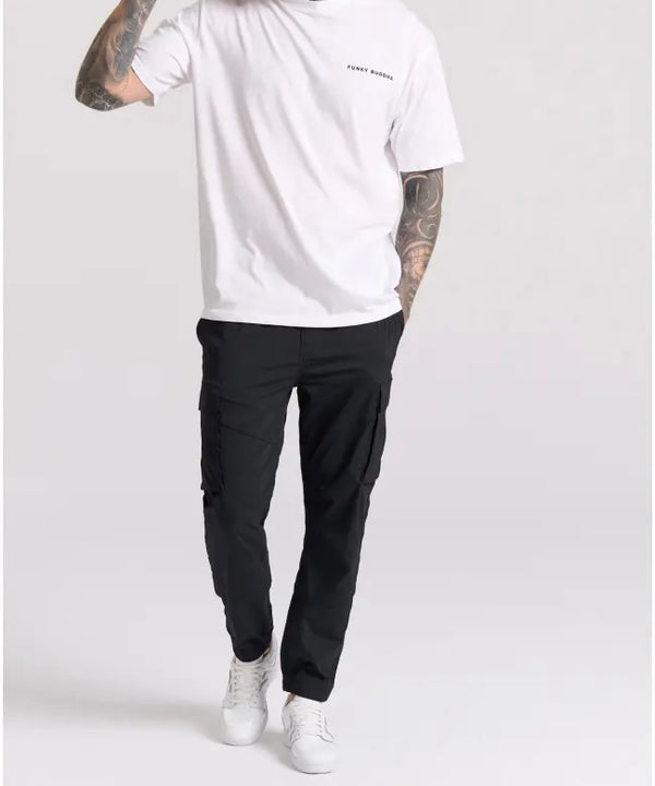 T-SHIRT FUNKY BUDDHA ΜΕ EMBOSSED ΤΥΠΩΜΑ ΣΤΗ ΠΛΑΤΗ ΛΕΥΚΟ