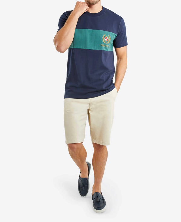 T-SHIRT NAUTICA ΜΕ ΡΙΓΑ ΠΡΑΣΙΝΟ ΜΠΛΕ
