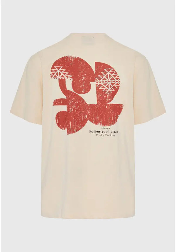 T-SHIRT FUNKY BUDDHA RELAXED FIT ME ABSTRACT ΤΥΠΩΜΑ CREAM