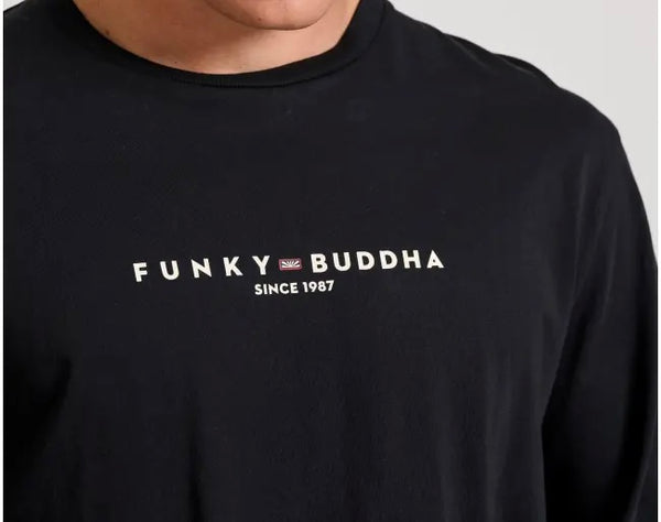ΜΑΚΡΥΜΑΝΙΚΗ ΜΠΛΟΥΖΑ FUNKY BUDDHA ΜΕ ΤΥΠΩΜΑ ΣΤΟ ΣΤΗΘΟΣ ΜΑΥΡΗ