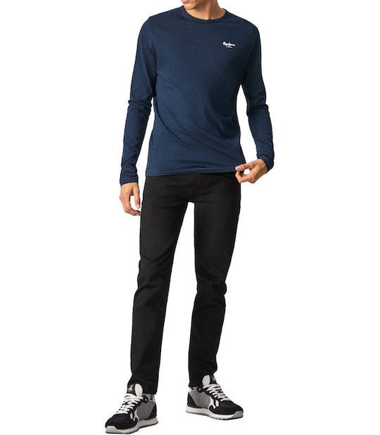 ΜΠΛΟΥΖΑ PEPE JEANS BASIC ΜΕ ΜΑΚΡΥ ΜΑΝΙΚΙ NAVY
