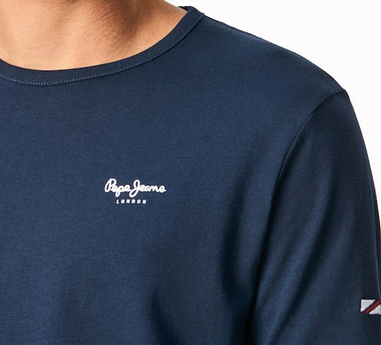 ΜΠΛΟΥΖΑ PEPE JEANS BASIC ΜΕ ΜΑΚΡΥ ΜΑΝΙΚΙ NAVY