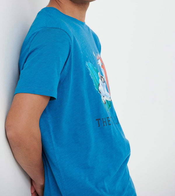 T-SHIRT FUNKY BUDDHA ΜΕ ΤΥΠΩΜΑ COBALT