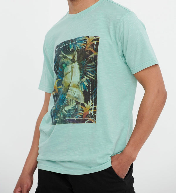 T-SHIRT FUNKY BUDDHA ΜΕ ΤΥΠΩΜΑ TURQUOISE