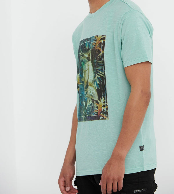 T-SHIRT FUNKY BUDDHA ΜΕ ΤΥΠΩΜΑ TURQUOISE