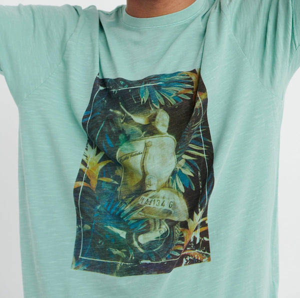 T-SHIRT FUNKY BUDDHA ΜΕ ΤΥΠΩΜΑ TURQUOISE