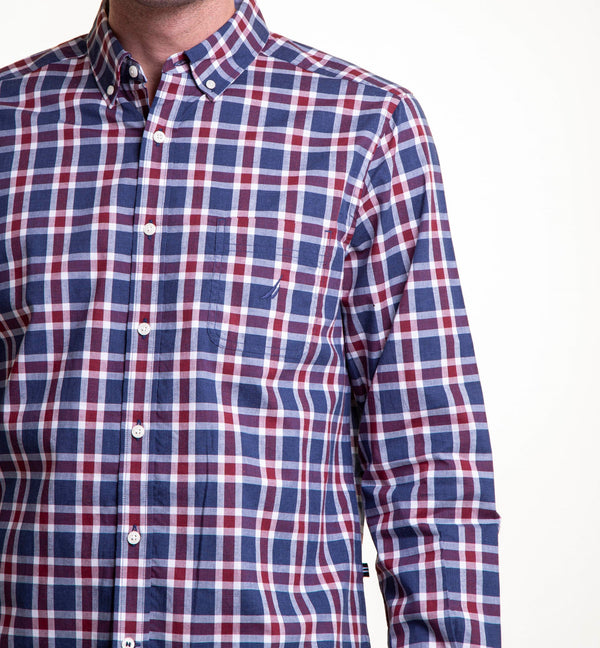 ΠΟΥΚΑΜΙΣΟ NAUTICA  ΚΑΡΟ CLASSIC FIT ΜΠΛΕ ΚΟΚΚΙΝΟ
