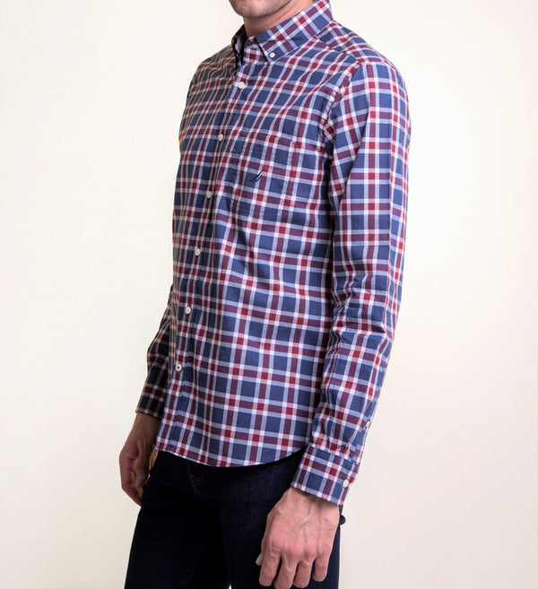 ΠΟΥΚΑΜΙΣΟ NAUTICA  ΚΑΡΟ CLASSIC FIT ΜΠΛΕ ΚΟΚΚΙΝΟ