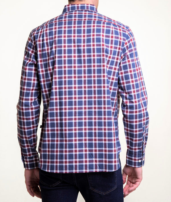 ΠΟΥΚΑΜΙΣΟ NAUTICA  ΚΑΡΟ CLASSIC FIT ΜΠΛΕ ΚΟΚΚΙΝΟ