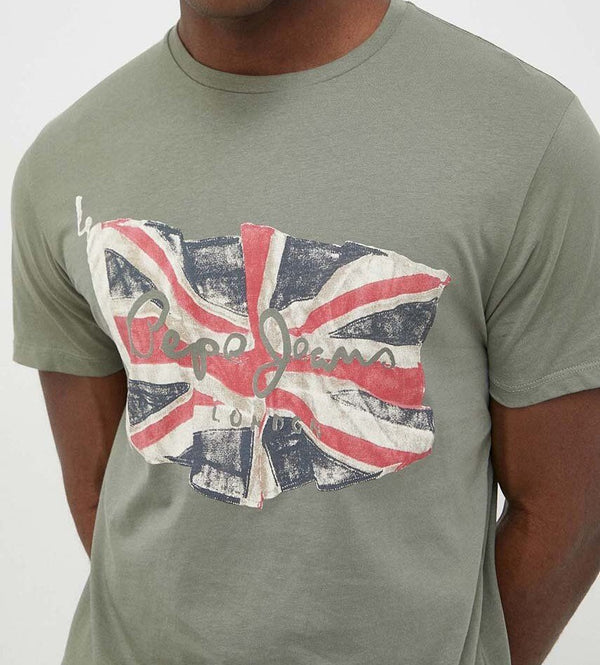 T-SHIRT PEPE JEANS FLAG LOGO ΧΑΚΙ