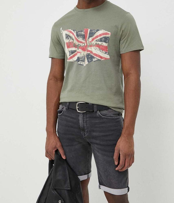 T-SHIRT PEPE JEANS FLAG LOGO ΧΑΚΙ